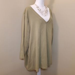 Olive Green Deep V Neck Shirt (26/28)